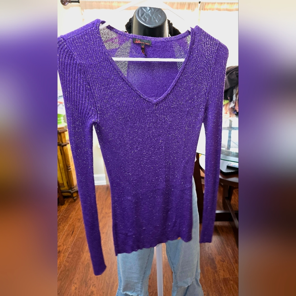 Sofia Vergara, Purple Ribbed Top, Sz Xs